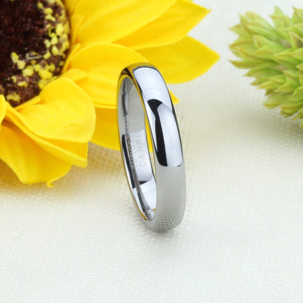 4mm Tungsten Ring, Classic Domed, Comfort Fit, Custom Engraved Wedding Band