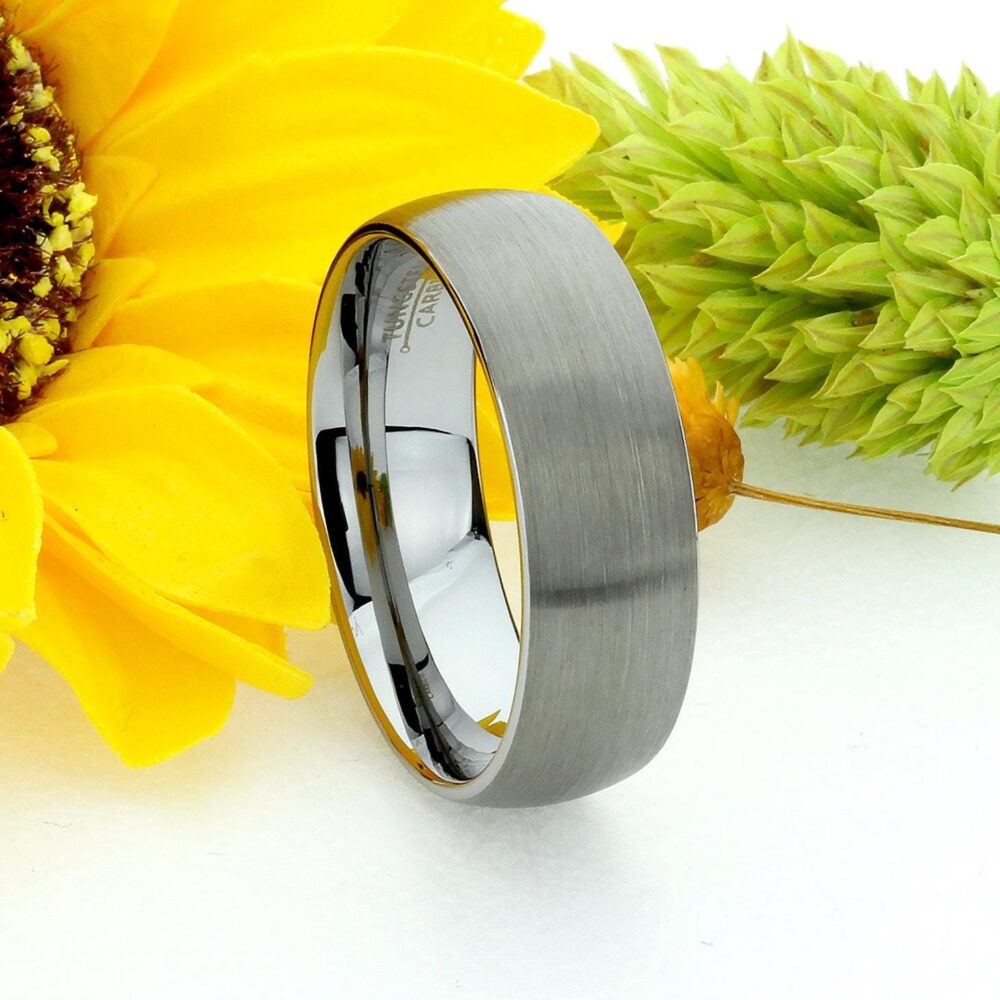 Brushed Dome Tungsten Ring 8mm Classic, Comfort Fit, Custom Engraved, Wedding Band