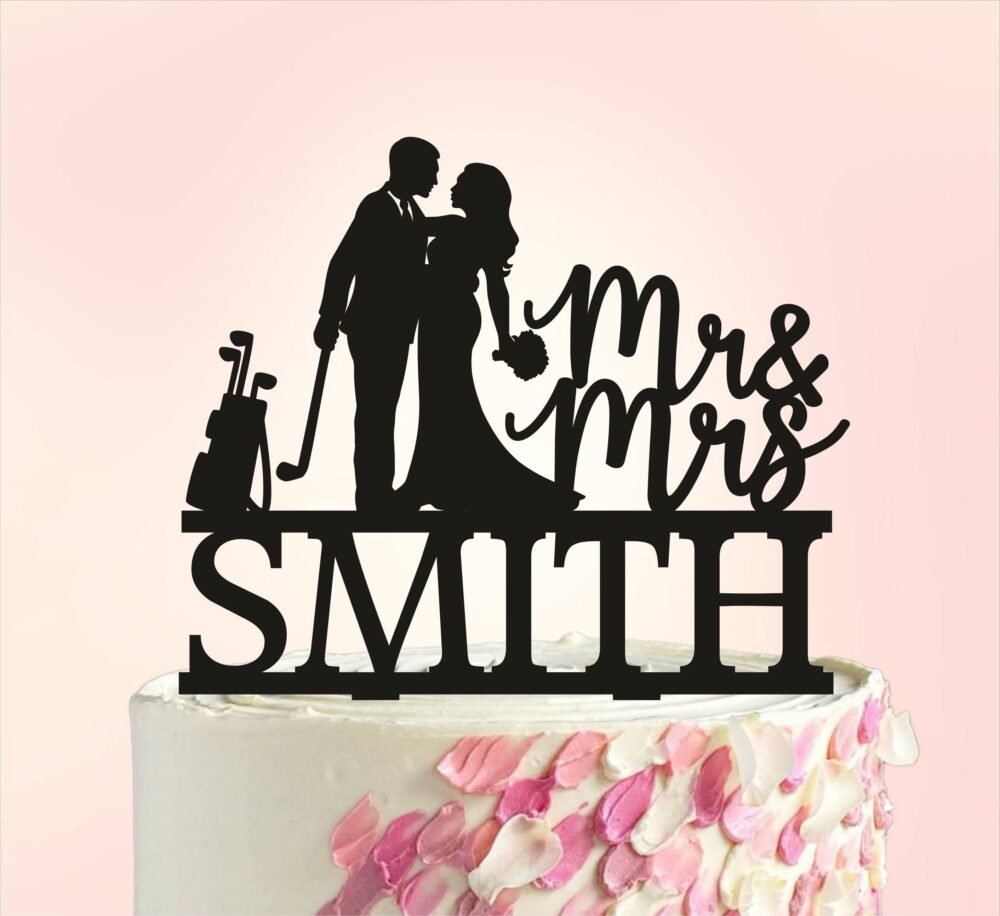 Golf Wedding Cake Topper, Decoration, Personalized Mr & Mrs Golfer Topper, Golf Ball Topper, Fore Ever