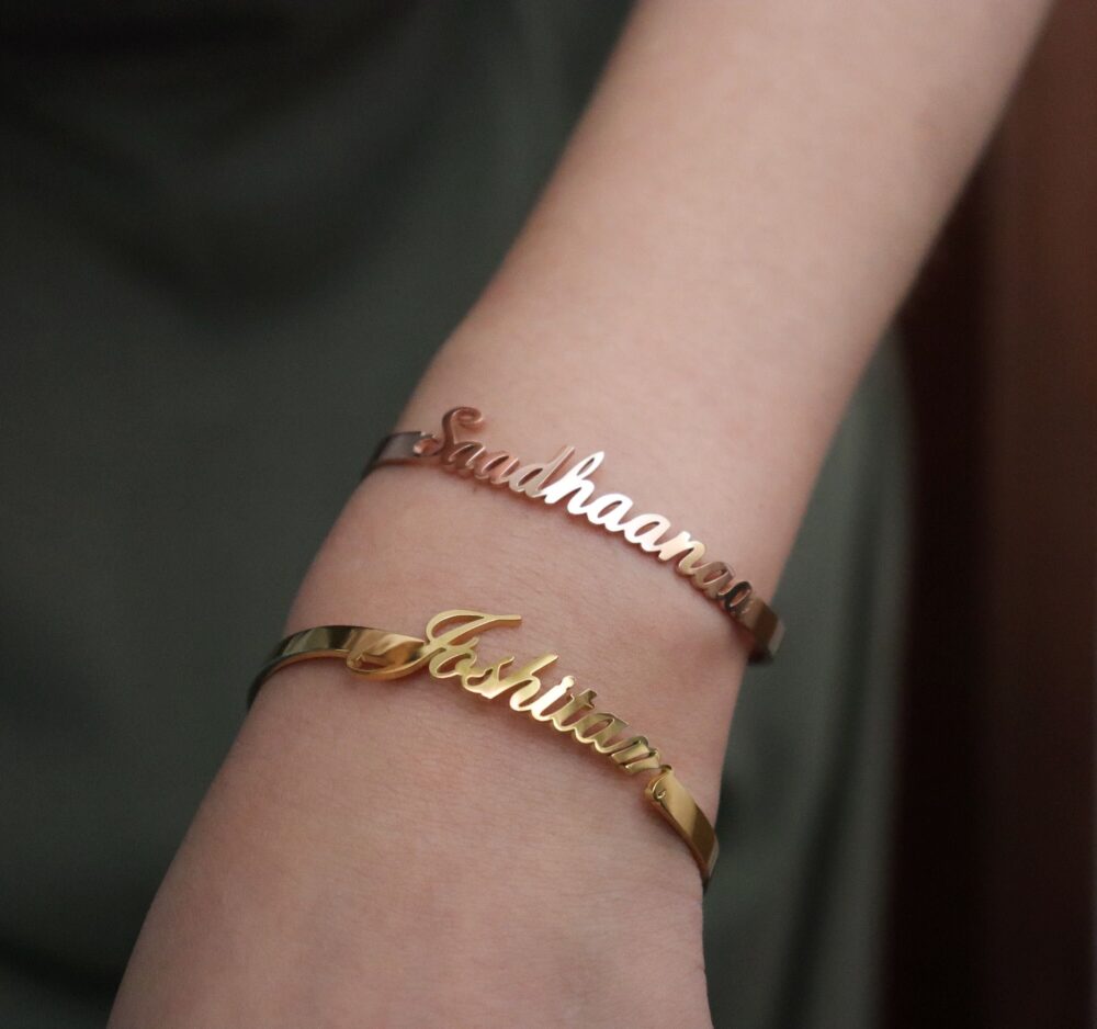 Custom Name Bangle Personalized 2mm/3mm/4mm Width Wrist Band Opening Open Ended Gift For Mom/Baby