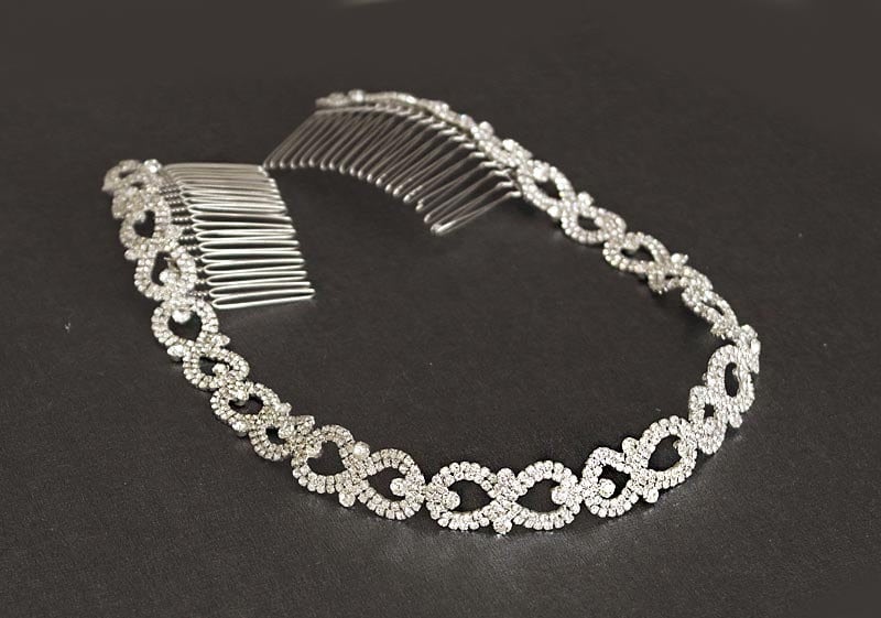Rhinestone Wedding Headband, Silver Bridal Hair Comb Tiara