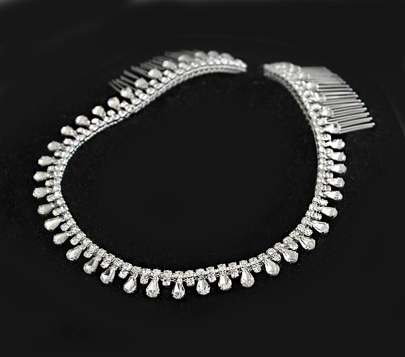 Rhinestone Bridal Headpiece, Silver Wedding Hair Comb Tiara