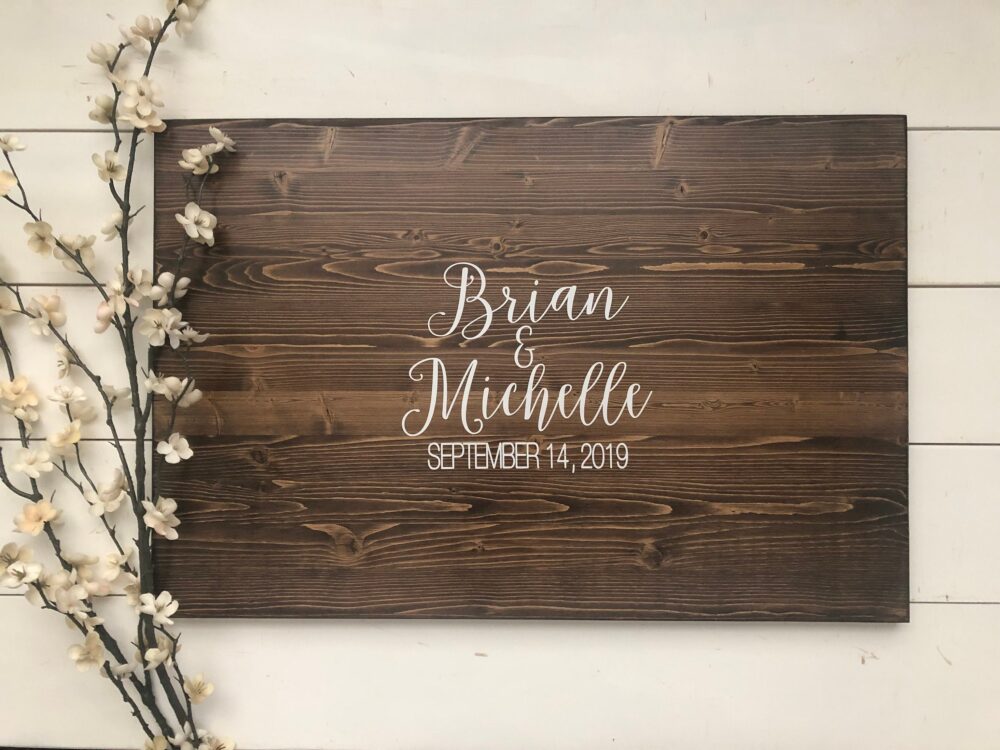 Rustic Wedding Guest Book Alternative /Calligraphy Name Design/Rustic Decor Wood Sign Country Gift