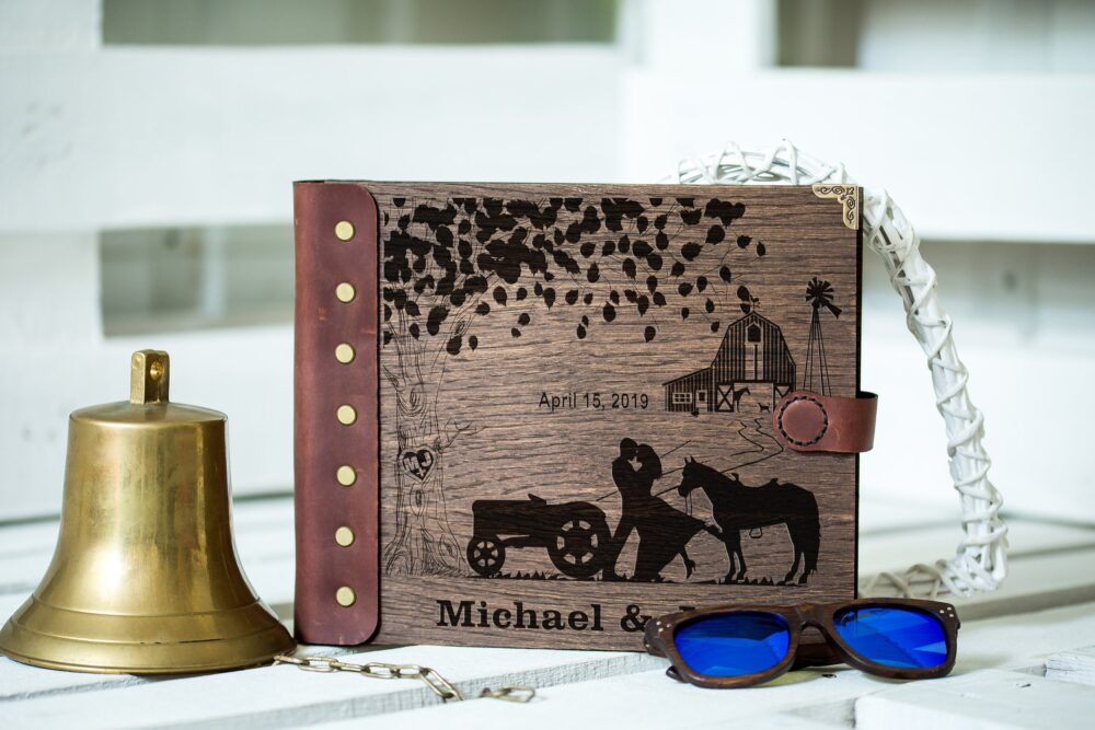 Wooden Wedding Guest Book Rustic Country Tractor Design