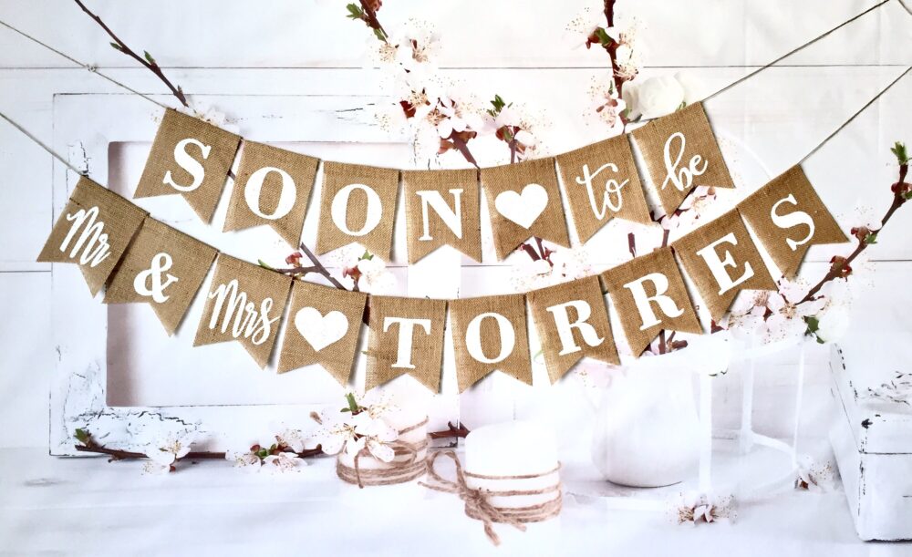 Custom Burlap Wedding Banner Soon To Be Mrs&mrs .rustic Garlands