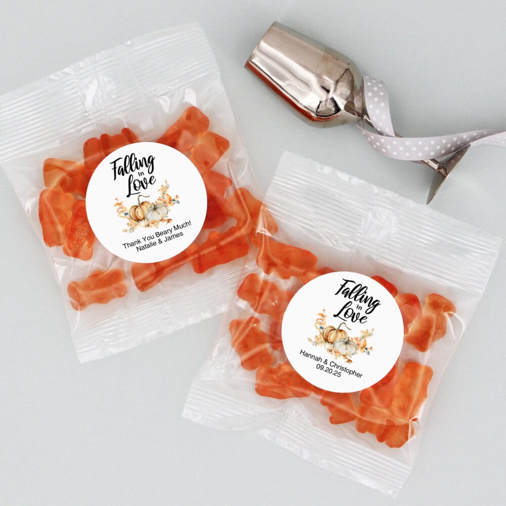 Champagne Gummy Bear Wedding Favors, Personalized Falling in Love Bridal Shower -Set Of 20