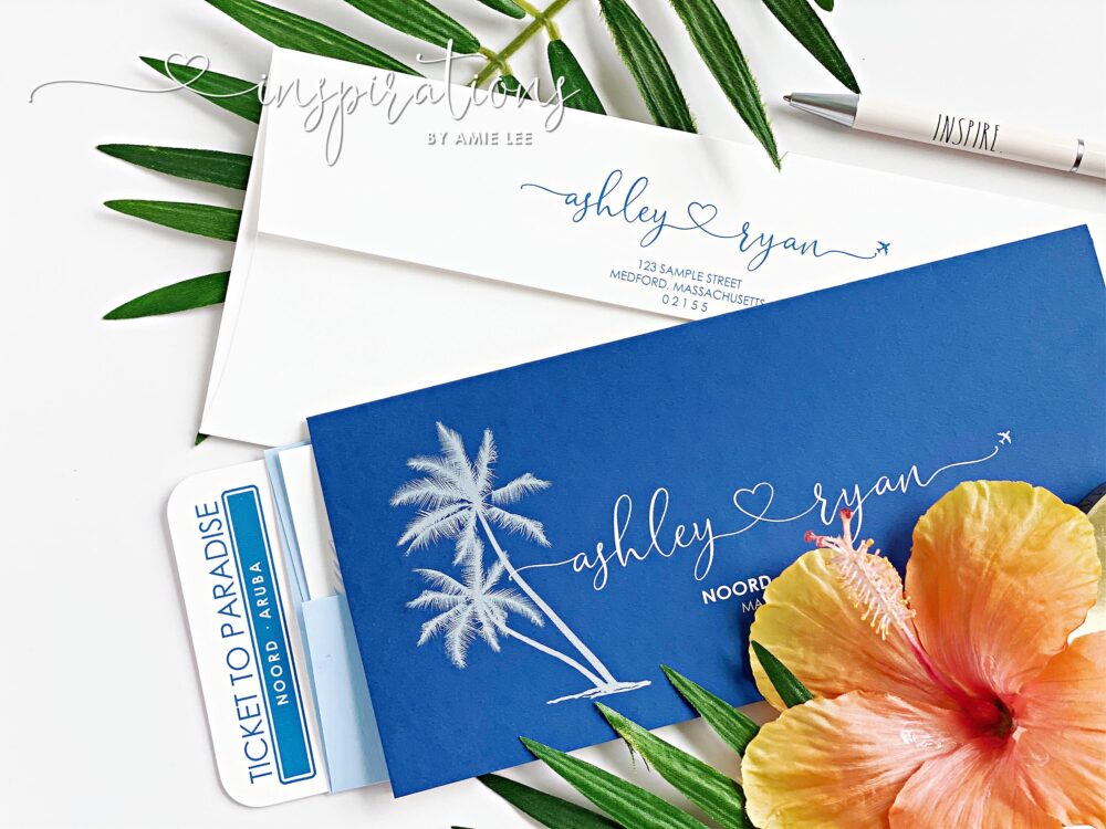 Boarding Pass Wedding Invitations Tropical Island Destination