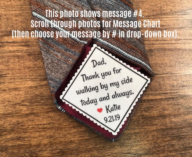 Gift For Him - Wedding Tie Patch Father Of Bride, The Groom 2.5" Wide, Sew Iron On Or Peel & Stick, Choose Font