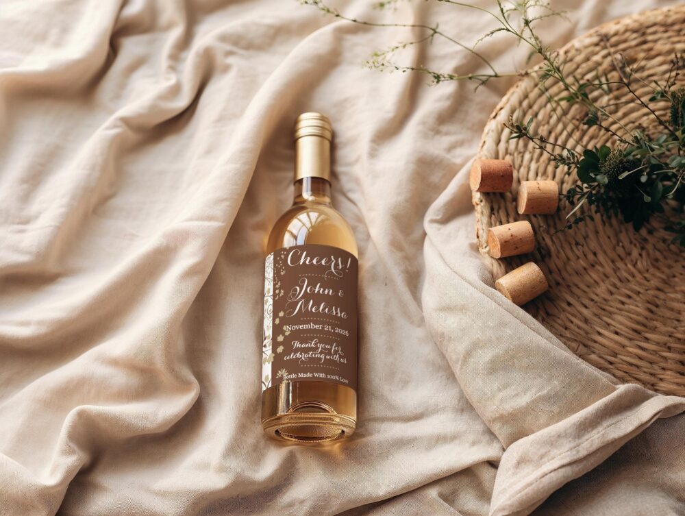 Autumn Vines Wedding Wine Labels Custom Color Coordinated Favors