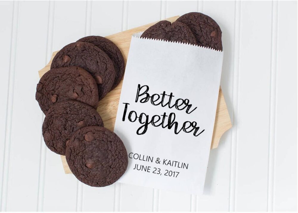 Better Together Wedding Cookie Bags - Candy Buffet Sacks Custom Favors 25 Printed Paper Recycled Kraftpaper