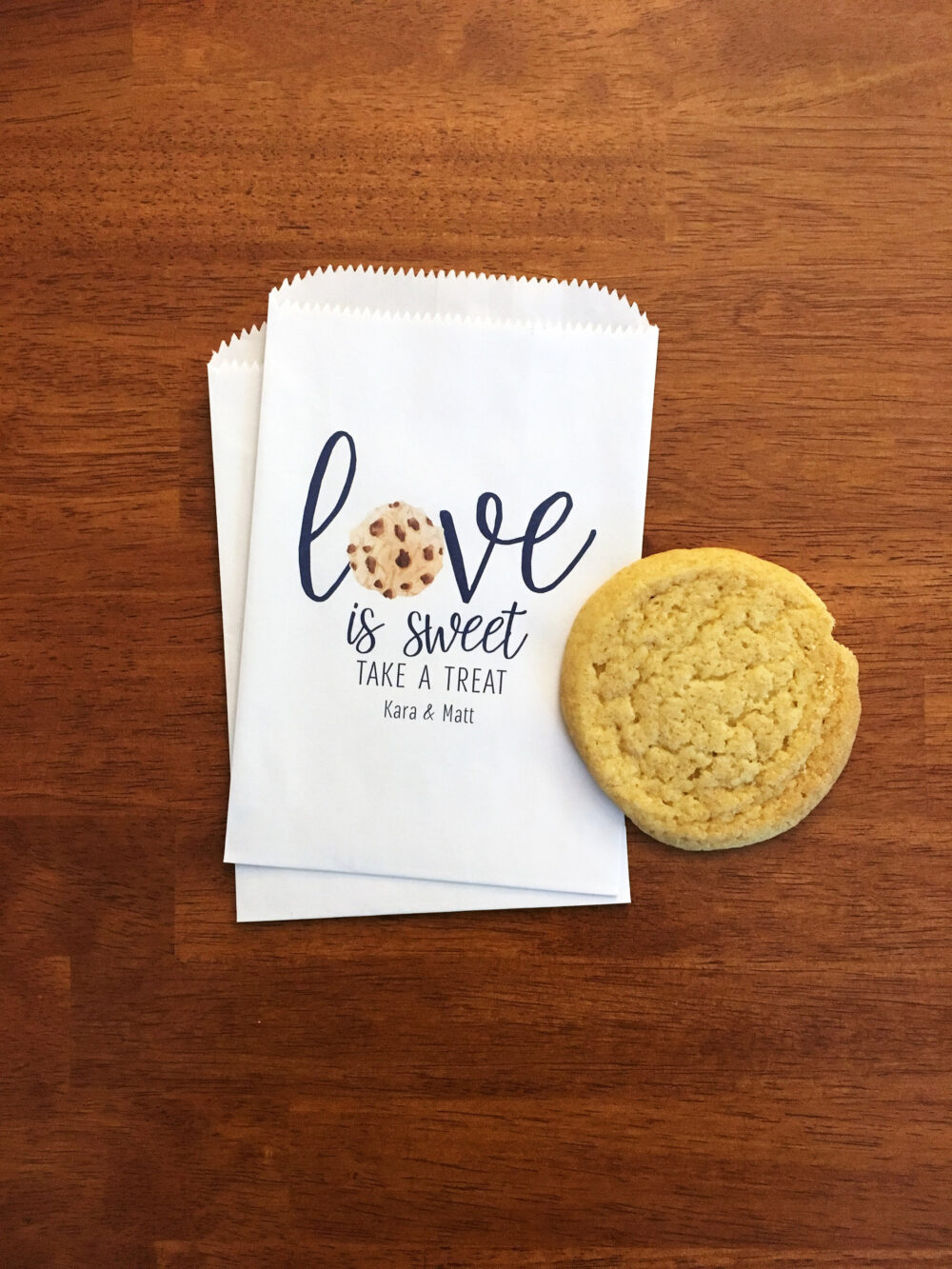 Personalized Wedding Cookie Favor Bags - Love Is Sweet, Lined Treat