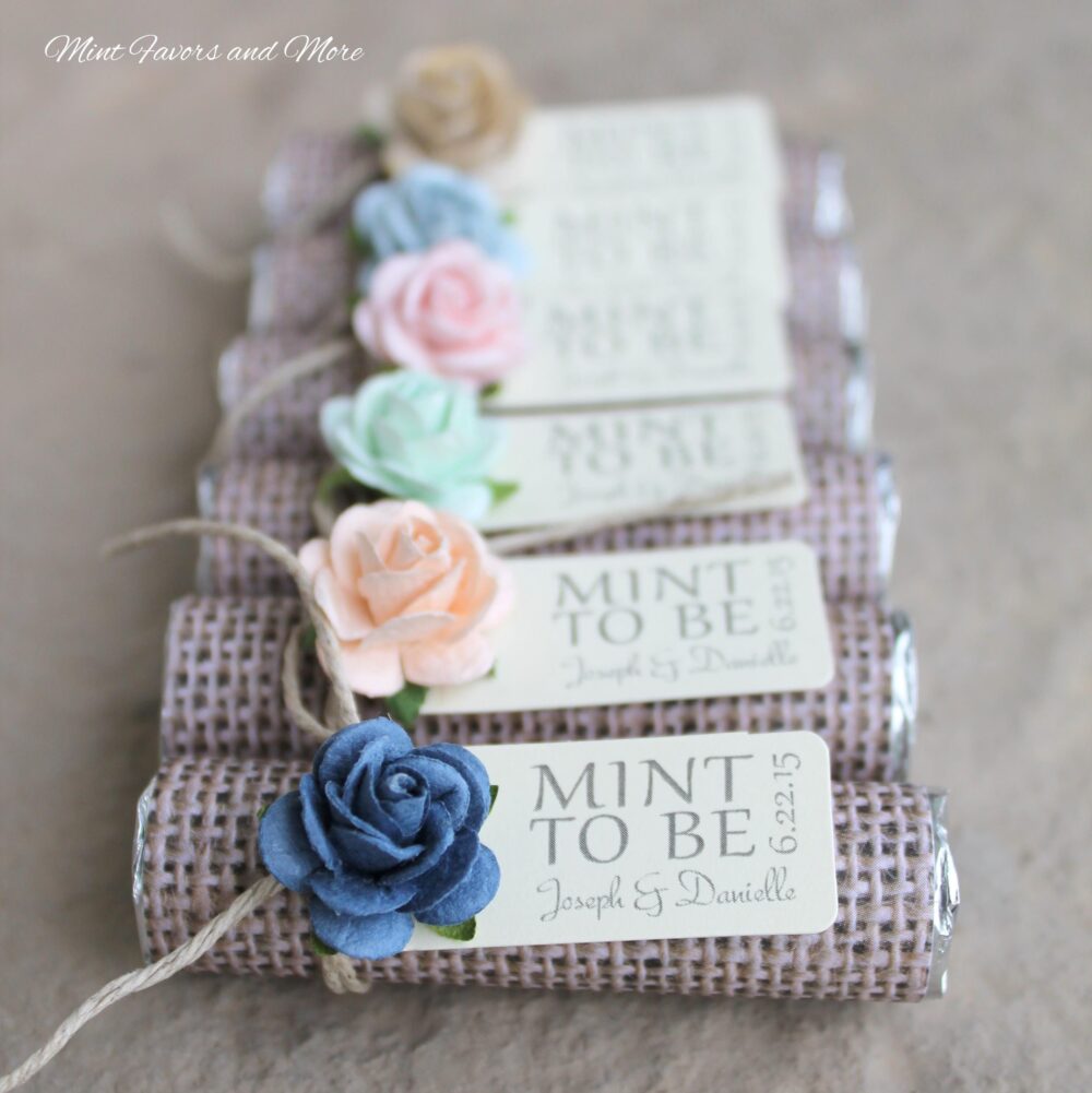 Burlap Lace Wedding Favors Personalized Mint To Be