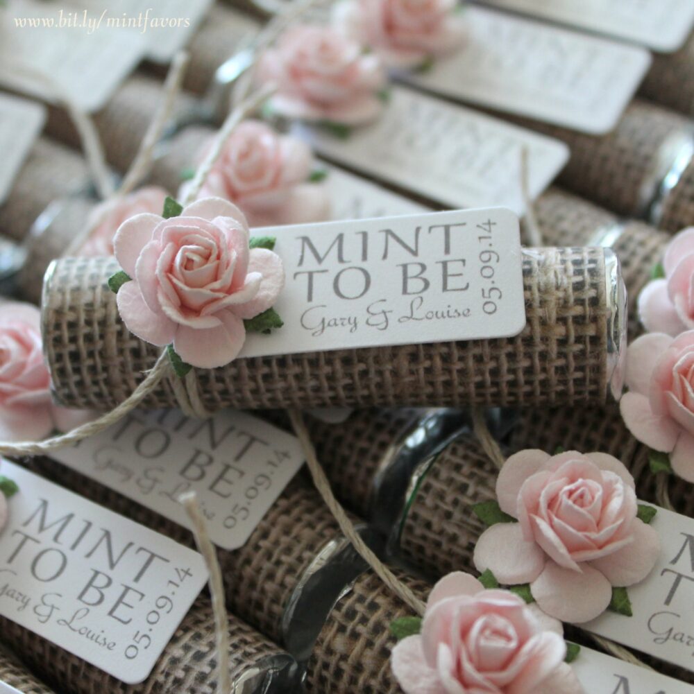 Personalized Mint Wedding Favors Burlap Rustic "Mint To Be" Tags - Set Of 100