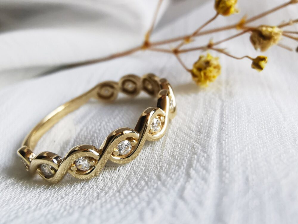 14K Gold Infinity Twist Ring Dainty Stackable Promise Band