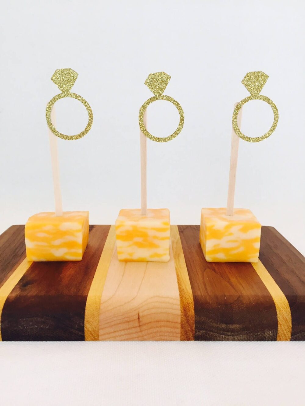 Engagement Ring Appetizer Picks Gold Sparkly Bridal Shower Decor