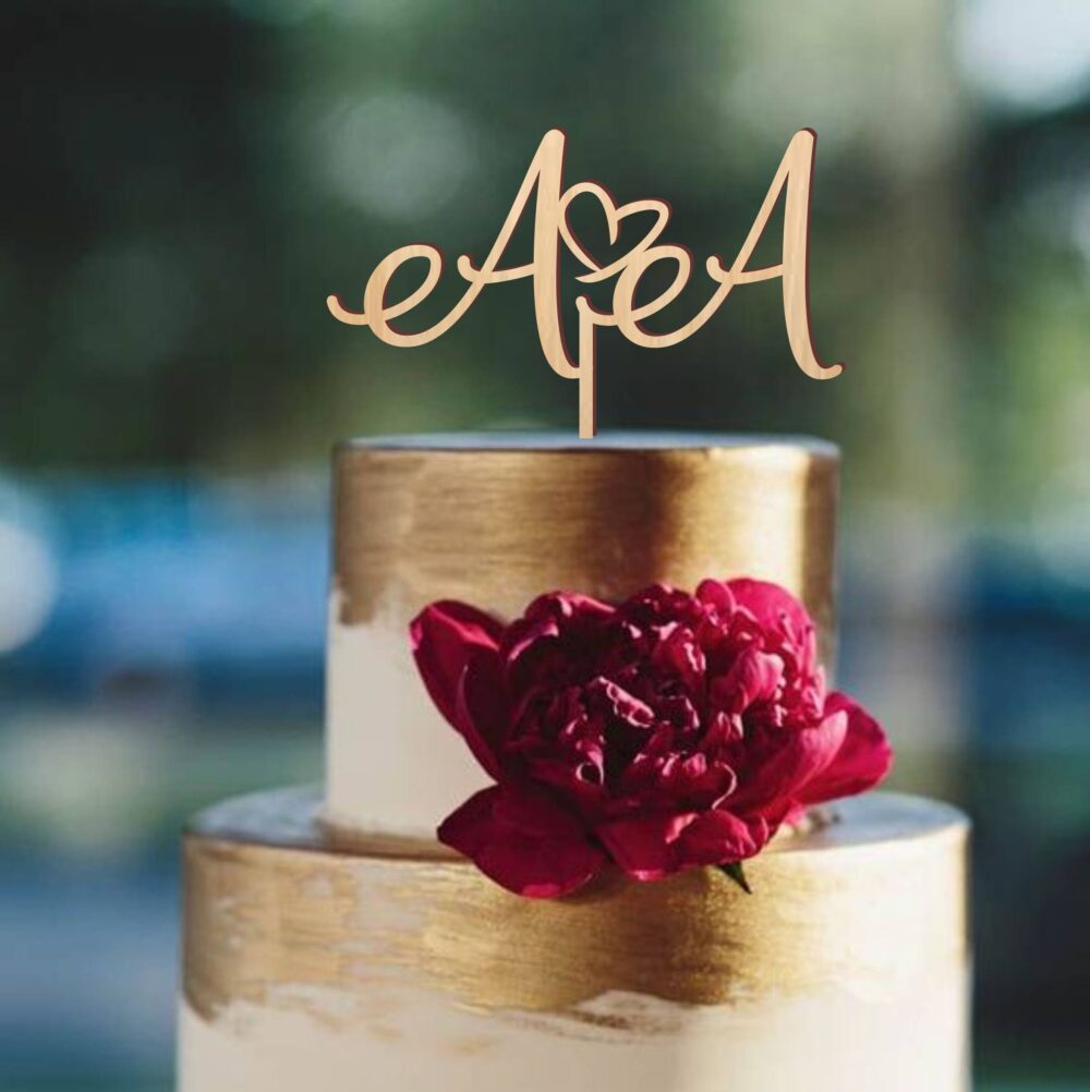 Cake Topper For Wedding, Initials Cake Topper, Wedding Monogram Letters Personalized