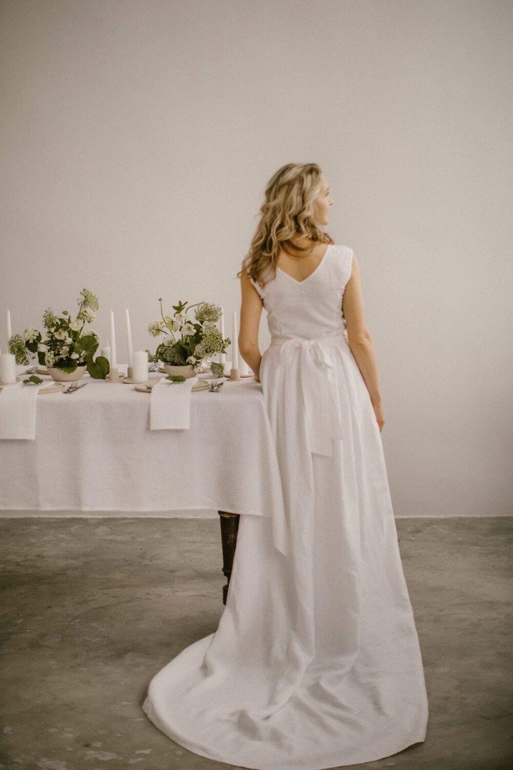 White Linen Wedding Tablecloth Softened Lithuanian