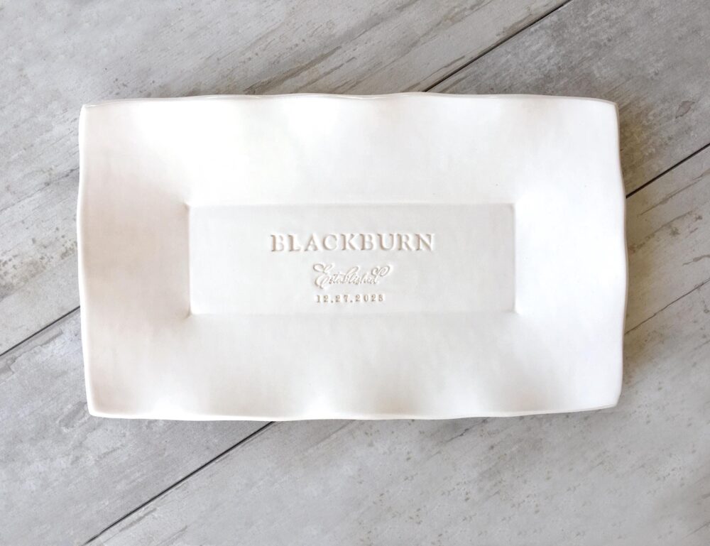 Wedding Pottery Platter, Custom Ceremony Tray Personalized Anniversary Plate, Ceramic Serving Dish, Engagement Keepsake