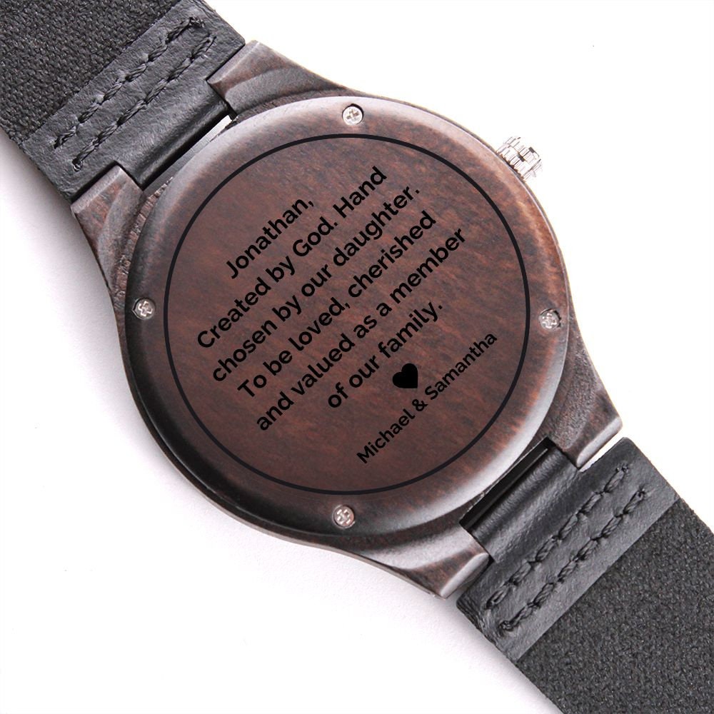 Son in Law Wedding Gift, Personalized Groom Engraved Wood Watch