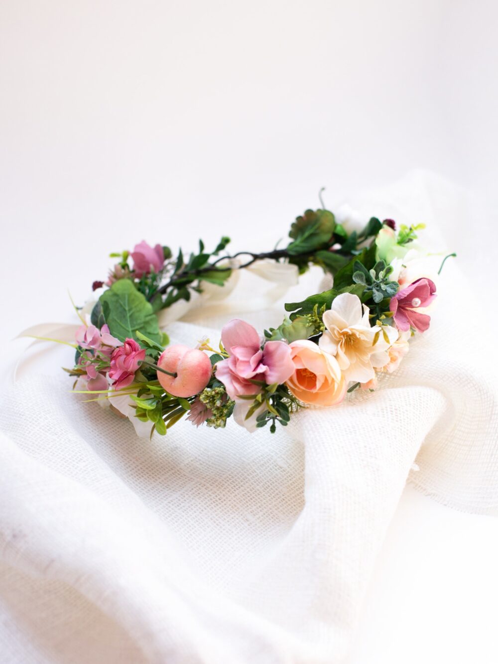 Blush Flower Crown, Rustic Wedding Pastel Floral Bridal Floral Headband, Boho Wedding Crown, Flower Hairpiece