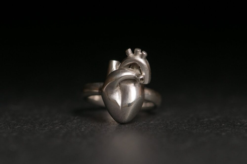Handmade Anatomical Heart Ring, Sterling Silver, Gift For Her