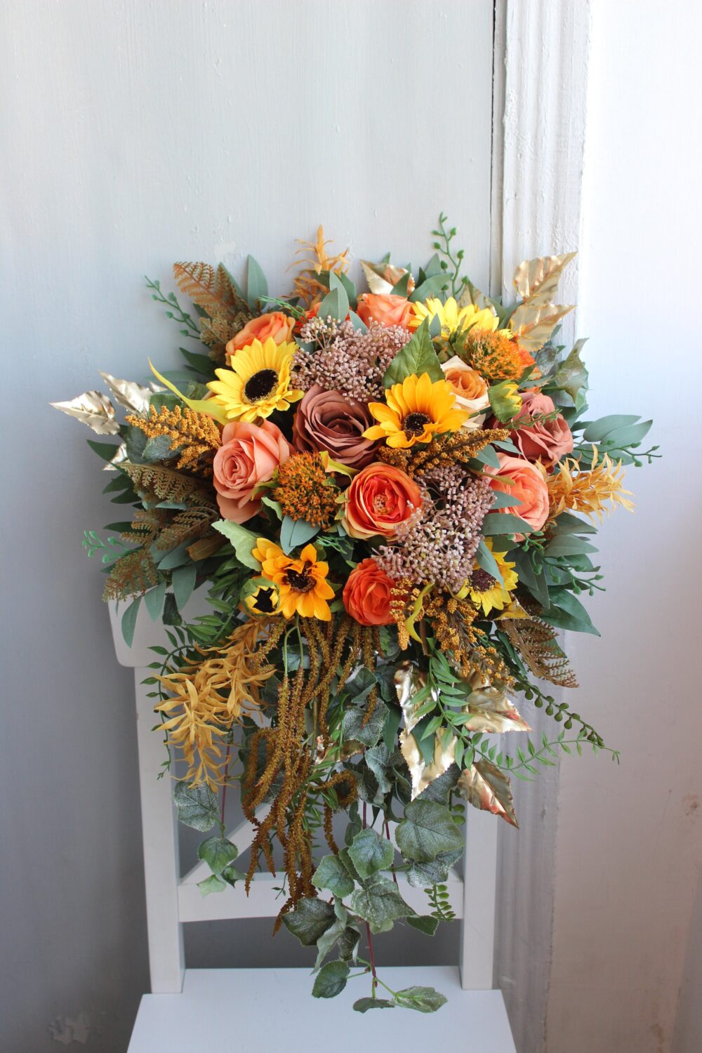 Rust Orange Bouquet, Fall Wedding Sunflower Bouquet
