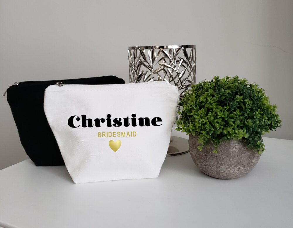 Personalized Bridesmaid Makeup Bag Bridal Shower Cosmetic Gift