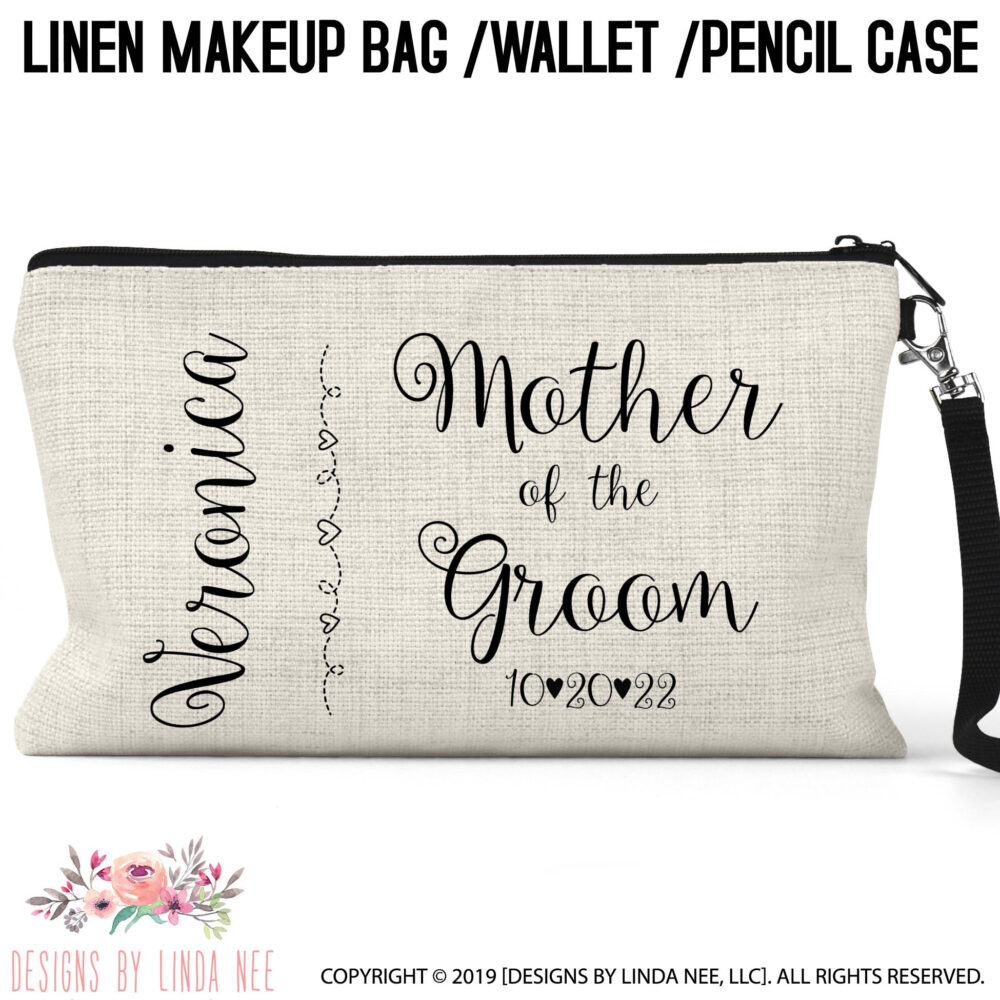 Personalized Mother Of The Groom Cosmetic Wedding Bag, Bridal Party Bag, Bride Makeup Gift Toiletry Bag Cbp2