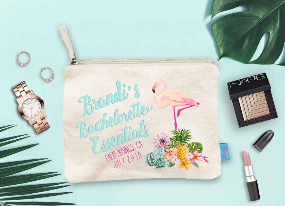 Personalized Bachelorette Canvas Makeup Bag, Wedding Party Gift
