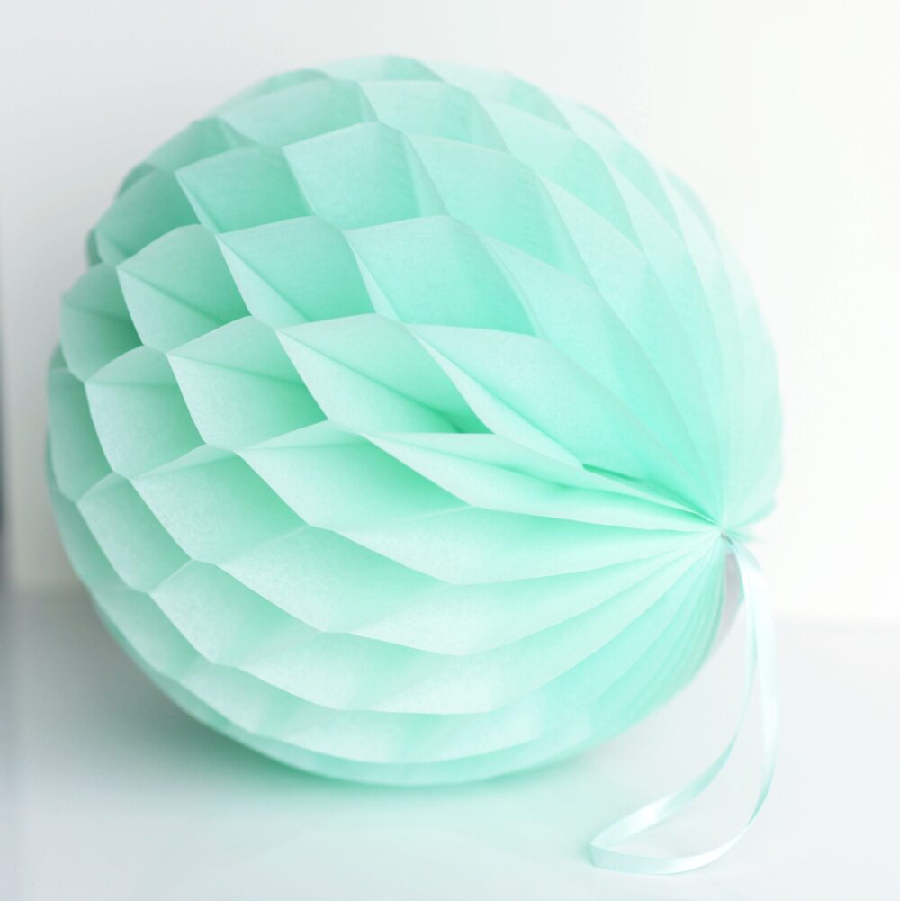 Mint Tissue Paper Honeycomb Ball-Hanging Wedding Party Decorations-Paper Lantern-Birthday Decor-Round Ball - Bright Poms