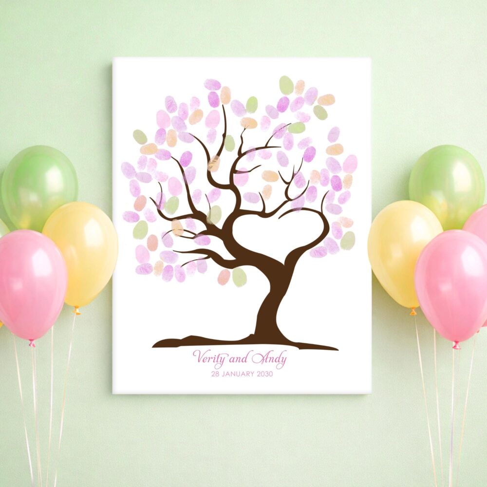 Printable Fingerprint Wedding Guest Book - Tree Of Love Printed Option Available