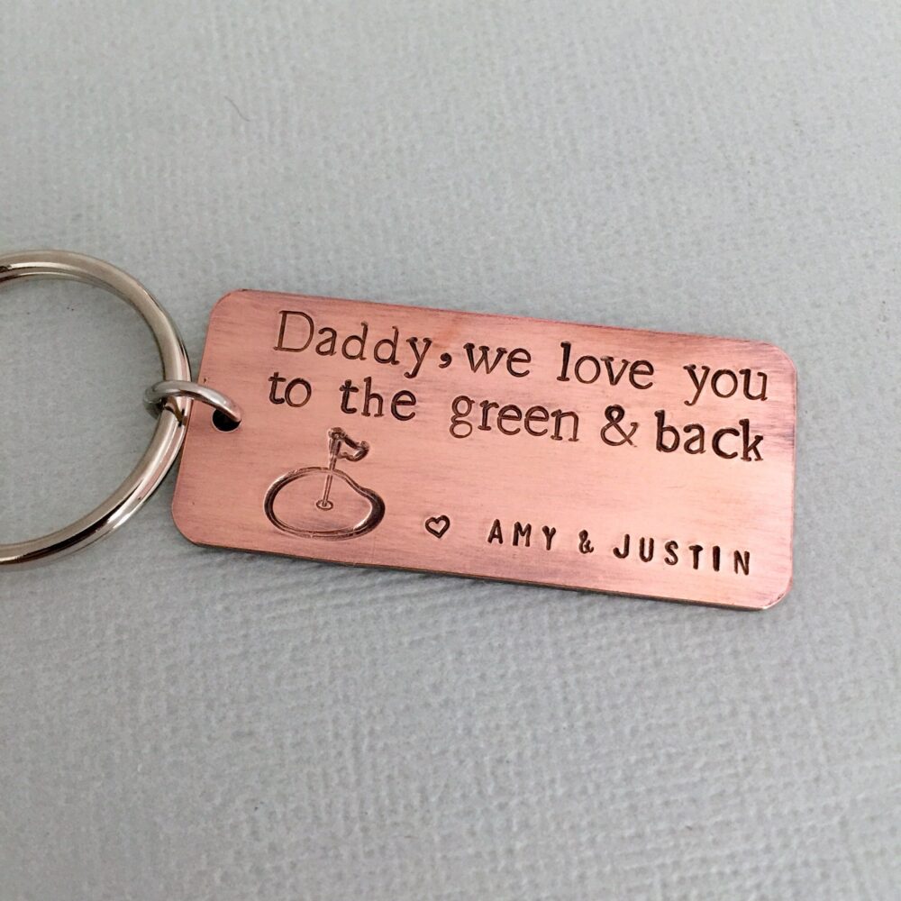 Personalised Golf Dad Keychain, Father's Day, Gift For Daddy, Husband's Gift, Golfer Hand Stamped, Vintage Cooper