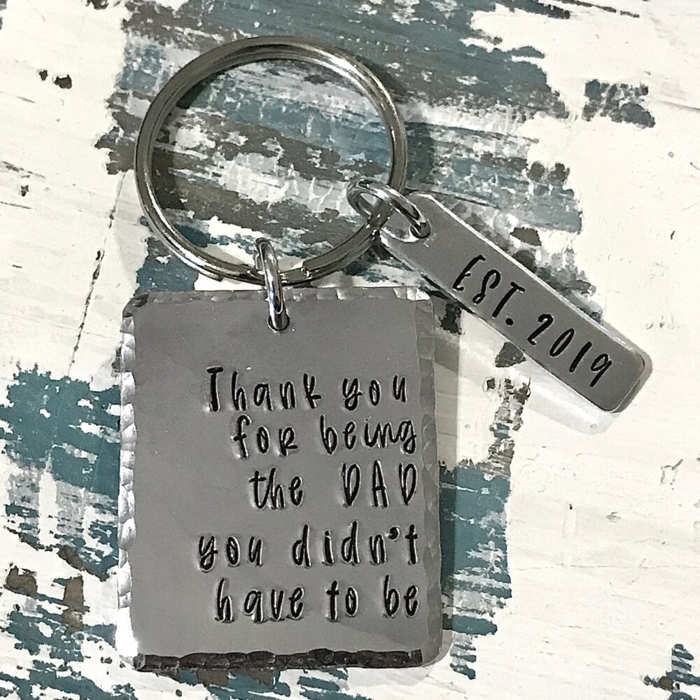 Father, Keychain, Step-Dad, Dad, Daddy, Key Chain, Stepdad, Hand Stamped, Father's Day, Gift, Gift For Him, Personalized, Jewelry, Handmade