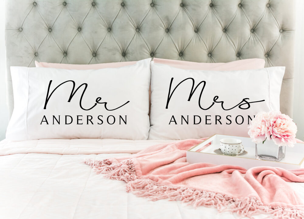 Wedding Gift Mr & Mrs Pillows Personalized Bedroom Decor Bridal Shower Pillow Monogram Pillowcase Family Name
