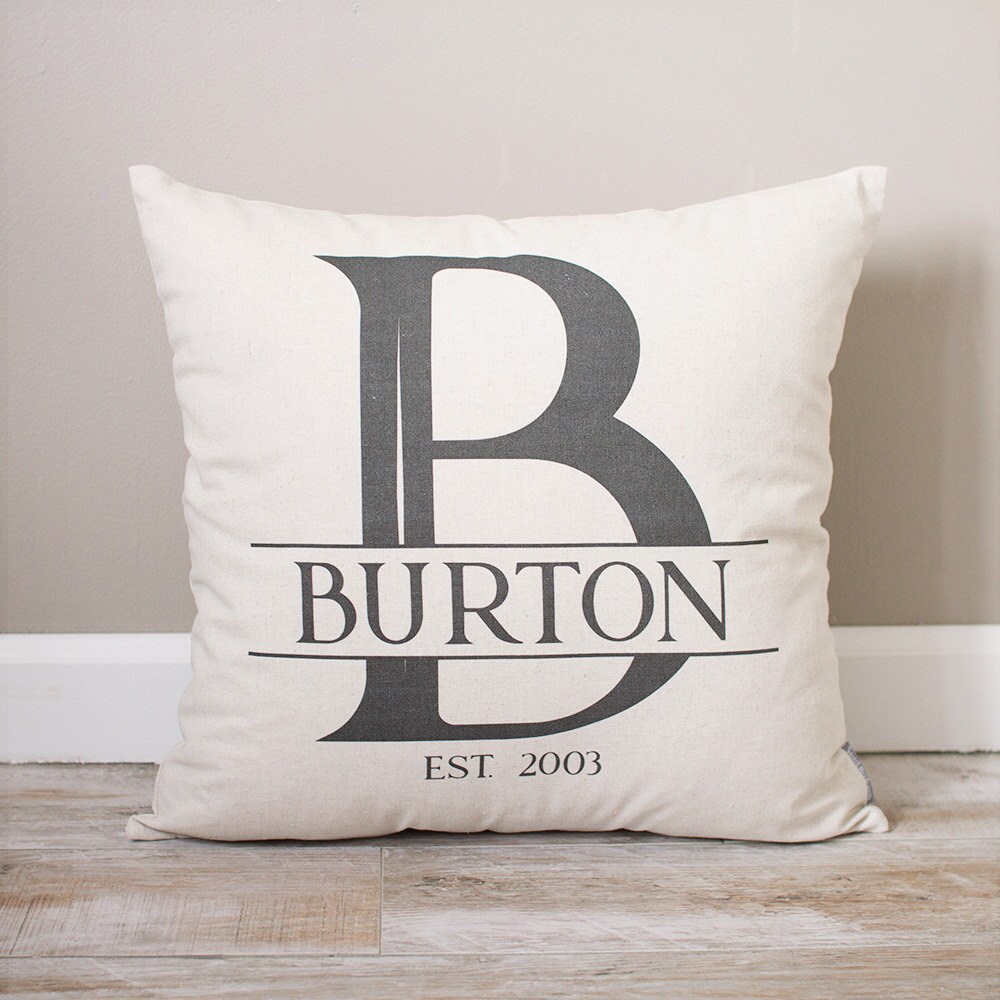 Personalized Linen Throw Pillow | Monogram Wedding Gift