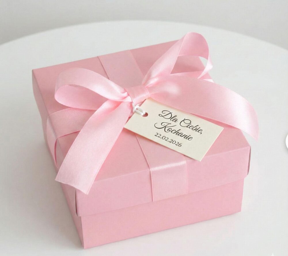 Pink Bridesmaid Proposal Box With White Ribbon
