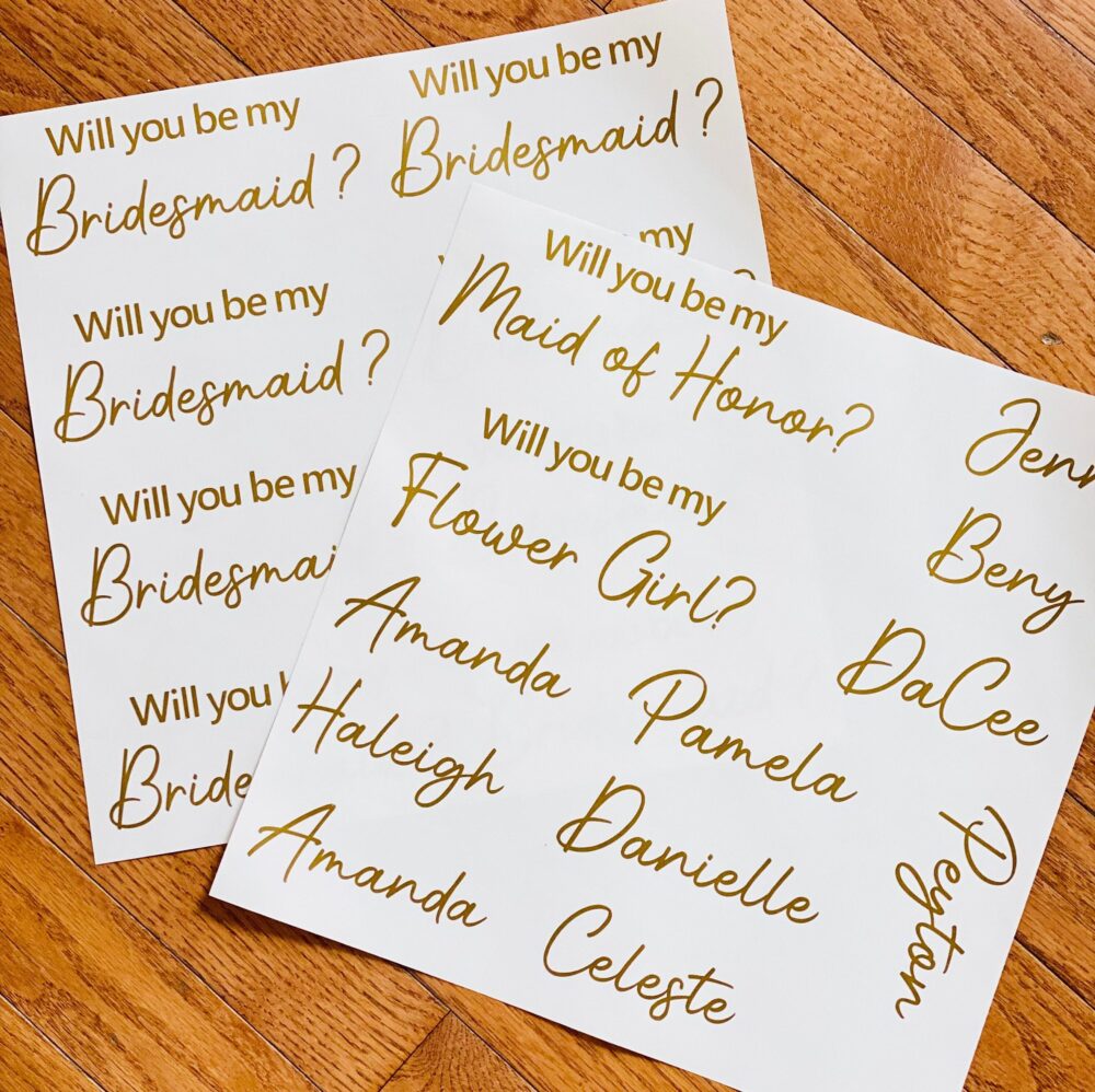 Wedding Decals, Bridesmaid Proposal Box Decal, Custom Name Sticker Larger Decal