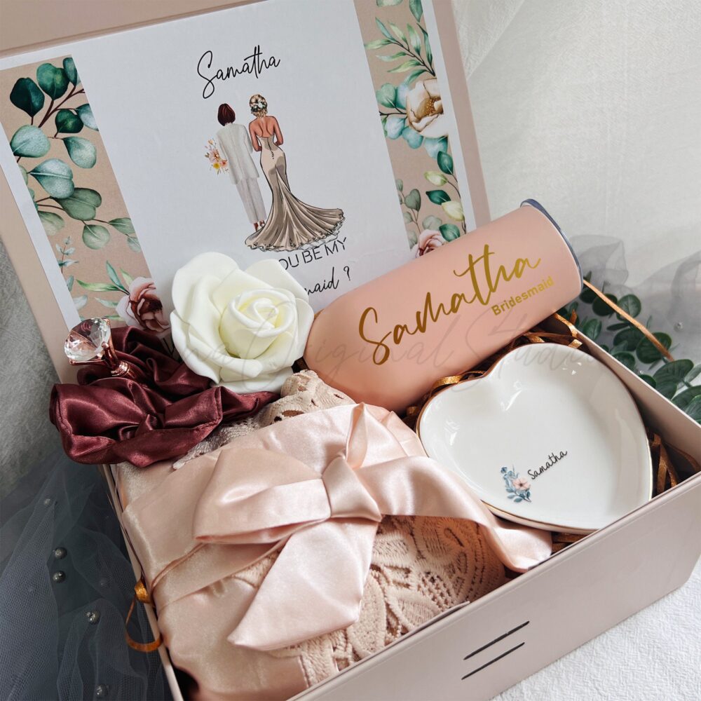 Wedding Bridesmaid Proposal Box With Robe, Design Your Own Invitation Card, Bridal Party Box, Supply Nnp3
