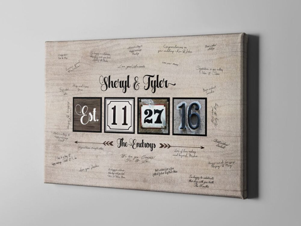 Canvas Guest Book, Wedding Guestbook, Book Alternative, Unique Home Decor Gifts, Memento - Cgb2