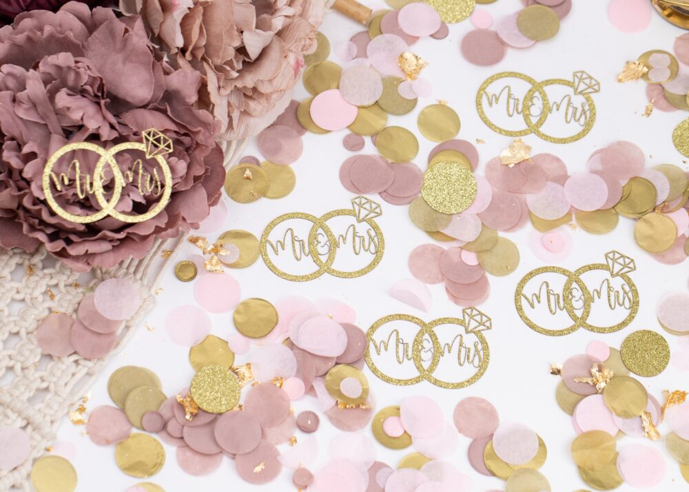 Engagement Party Decorations, Mr & Mrs, Bridal Shower Decor, Wedding Table Brunch & Bubbly, Diamond Ring Confetti