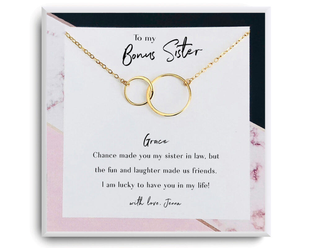 To My Bonus Sister - in Law Necklace Sister-In-Law Birthday Gift Of The Groom Future Sister Law