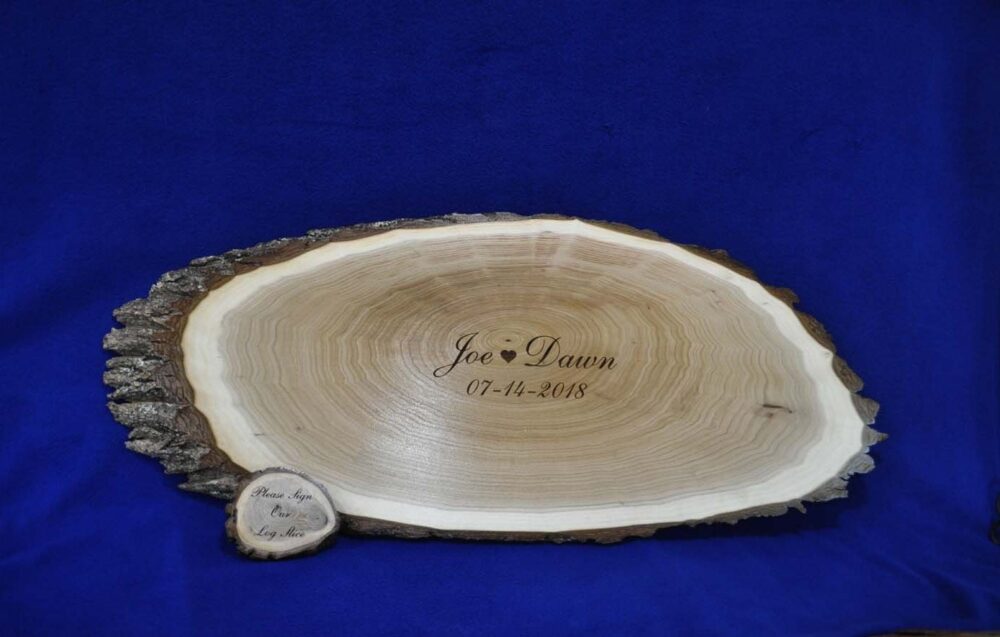 Wood Slice ~ Log Wedding Guest Book Alternative Signs Rustic Theme Barn