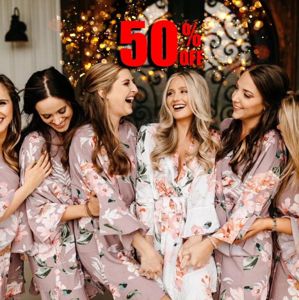 Bridesmaid Robes Proposal Gifts For Her Bridal Party Floral Wedding Robe Mother Of The Bride | Floral Ruffle Robe