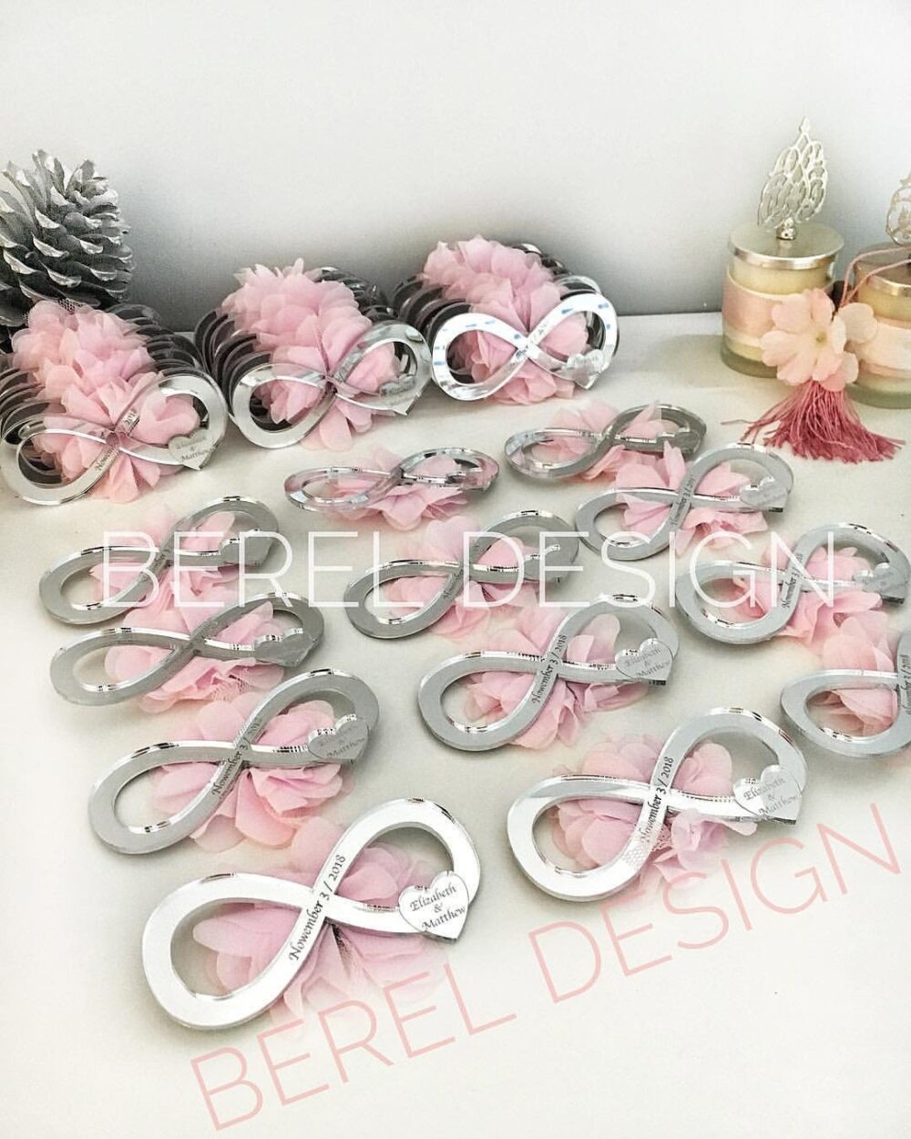 Custom Infinity Favors, Wedding Bridesmaid Gift, Save The Date Gifts, Engagement Mirror, Couple Gift