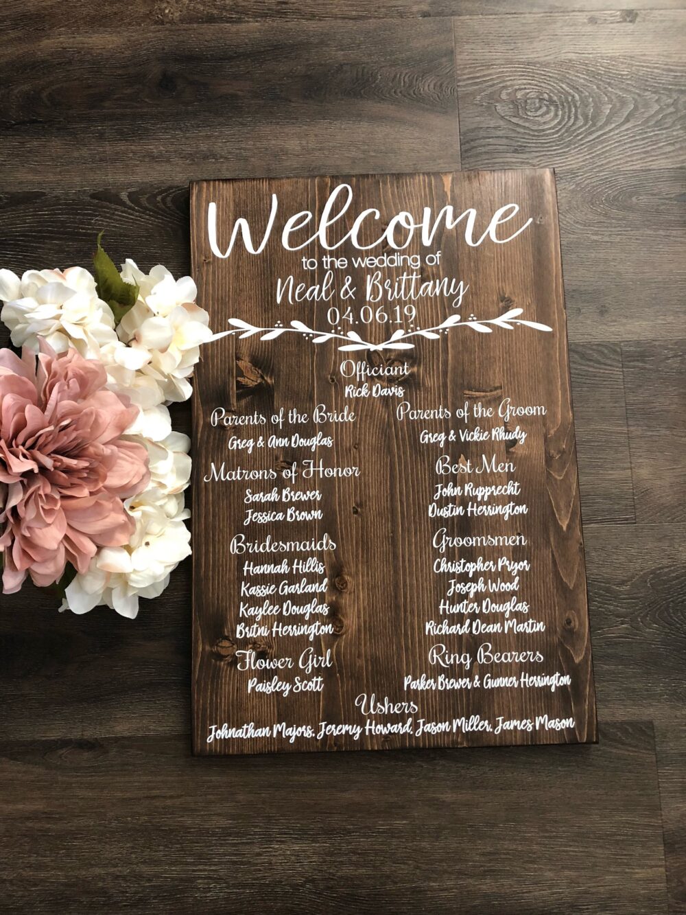 Rustic Wood Wedding Program Sign | Bridal Party, Welcome
