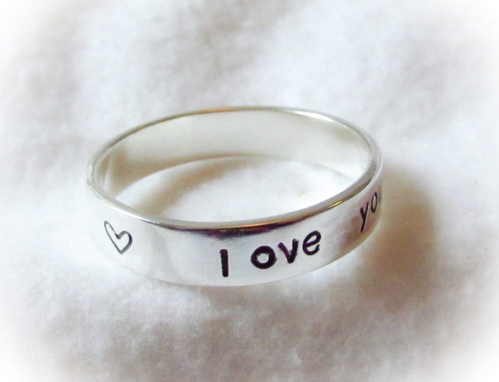Single Side 5mm Wide Stamped, Dad Ring, Gift For Her, Valentines Gift, Mom Ring, Stack Ring, Personalized Band, Mens Ring, Anniversary Ring