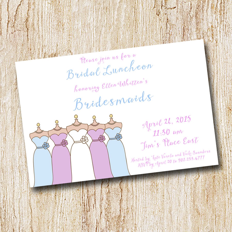 Bridesmaids Luncheon Invitation - Wedding Party Digital File- Printable Or Printed Bridesmaids Dresses Bridal Brunch