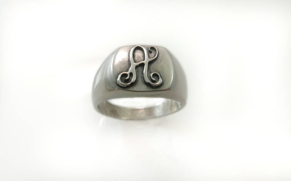 Men Monogram Ring. Men Gift. Initial Ring . Signet Personalized Gift For Boyfriend. Signet