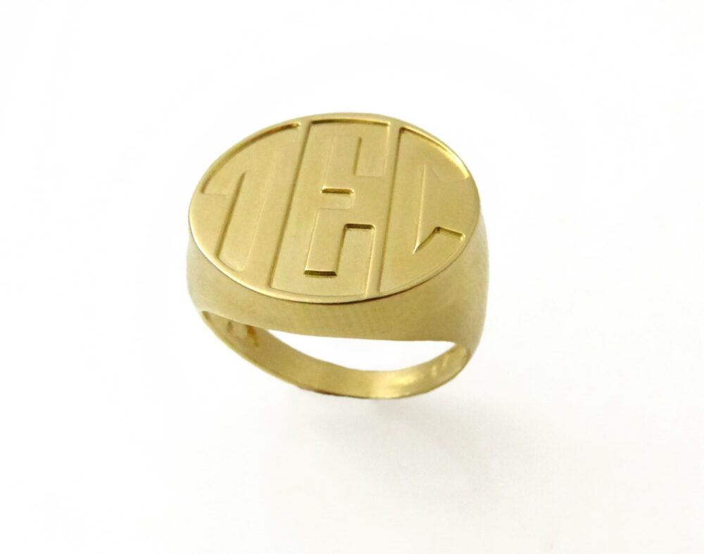 Massive Monogram Ring. Gold Monogram Men Initial Gift For Him. Signet Personalized College Colege