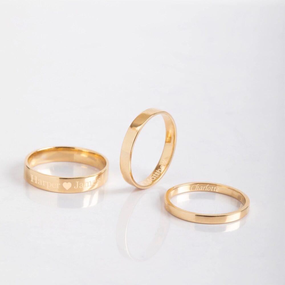 10K 14K 18K Solid Gold Engravable Name Band Ring, Custom Stacking Ring Band, 14 K Mother's Or Message